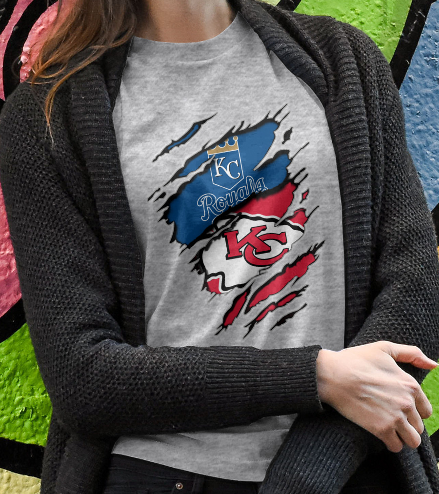 Kc Royals Kc Chiefs Torn Claw Marks Shirt