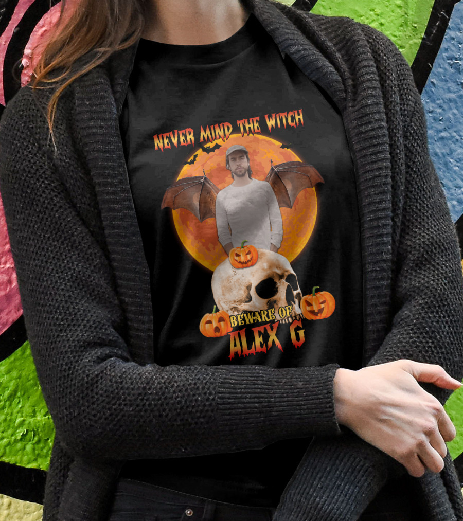 Never Mind The Witch Beware Of Alex G Halloween Skull Pumpkins Shirt