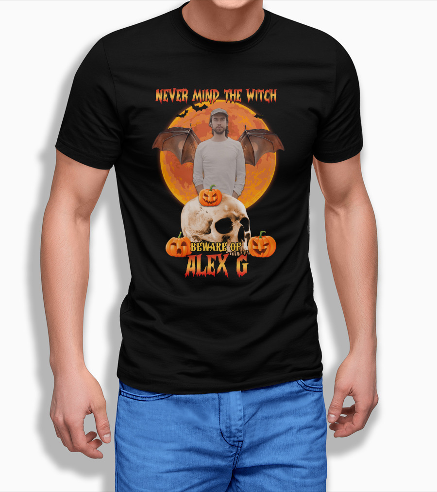 Never Mind The Witch Beware Of Alex G Halloween Skull Pumpkins Shirt