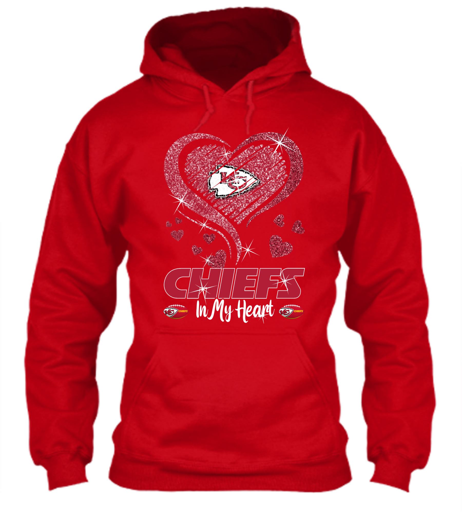 Chiefs In My Heart Kansas City Chiefs Sparkle Hearts Shirt