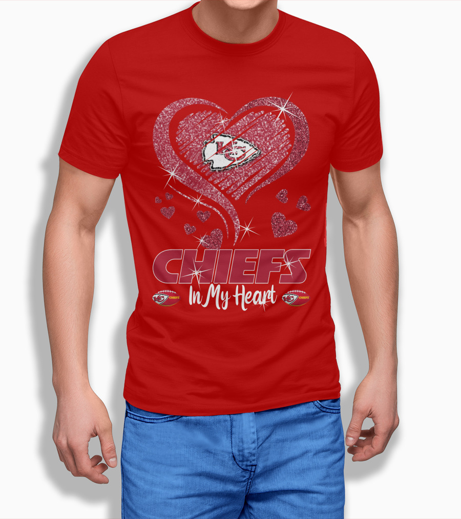Chiefs In My Heart Kansas City Chiefs Sparkle Hearts Shirt
