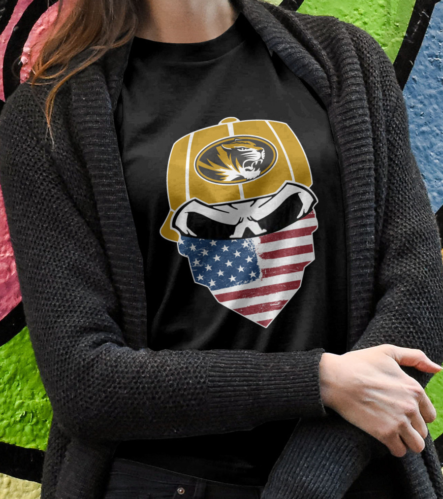 Missouri Tigers Skull American Flag Bandana Shirt