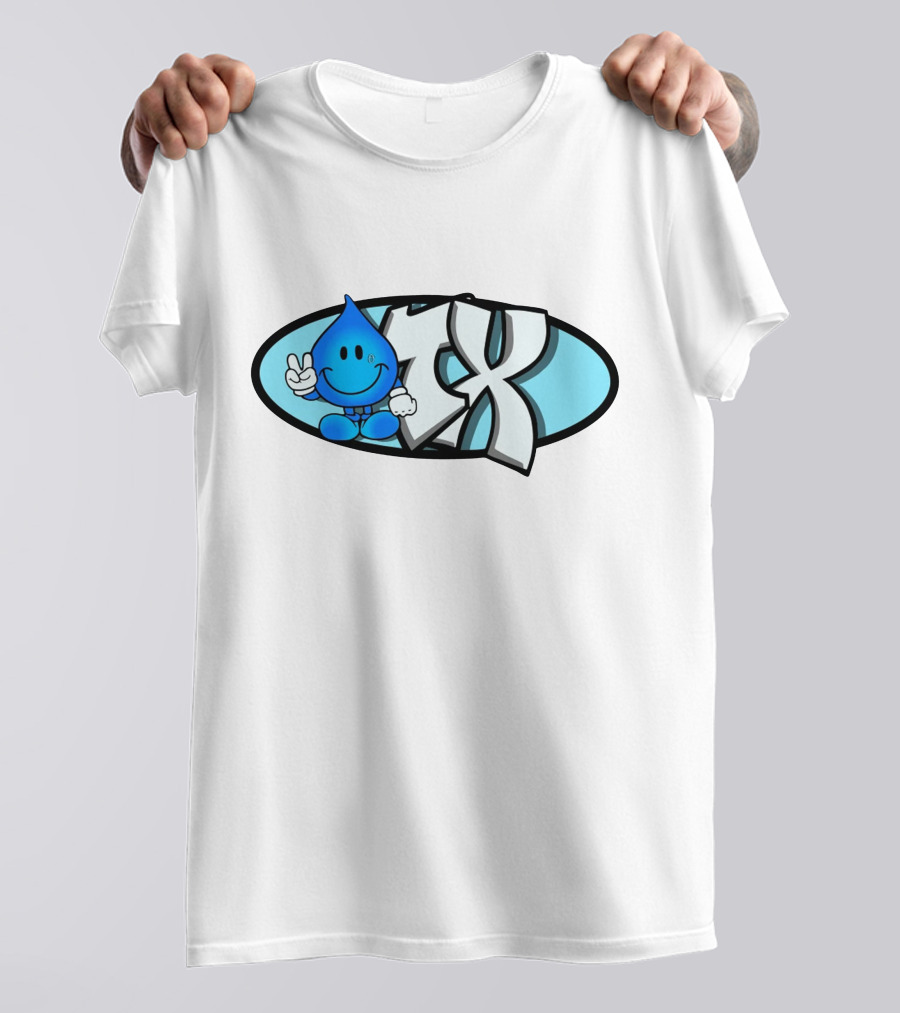 Ohgeesy Merch Geezy Industreetz 3X Smiling Water Droplet Character Peace Sign Oval Background Shirt