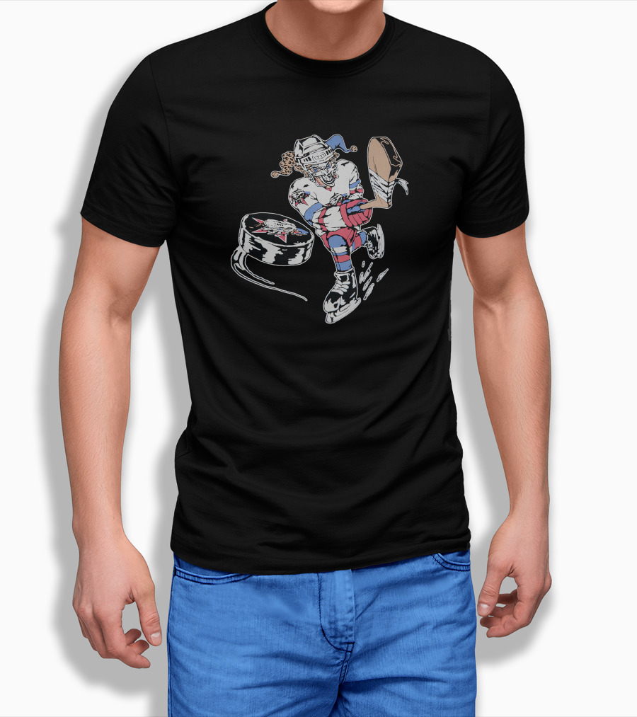 The Garden Hockey Animated Jester Player With Hockey Stick And Puck Shirt