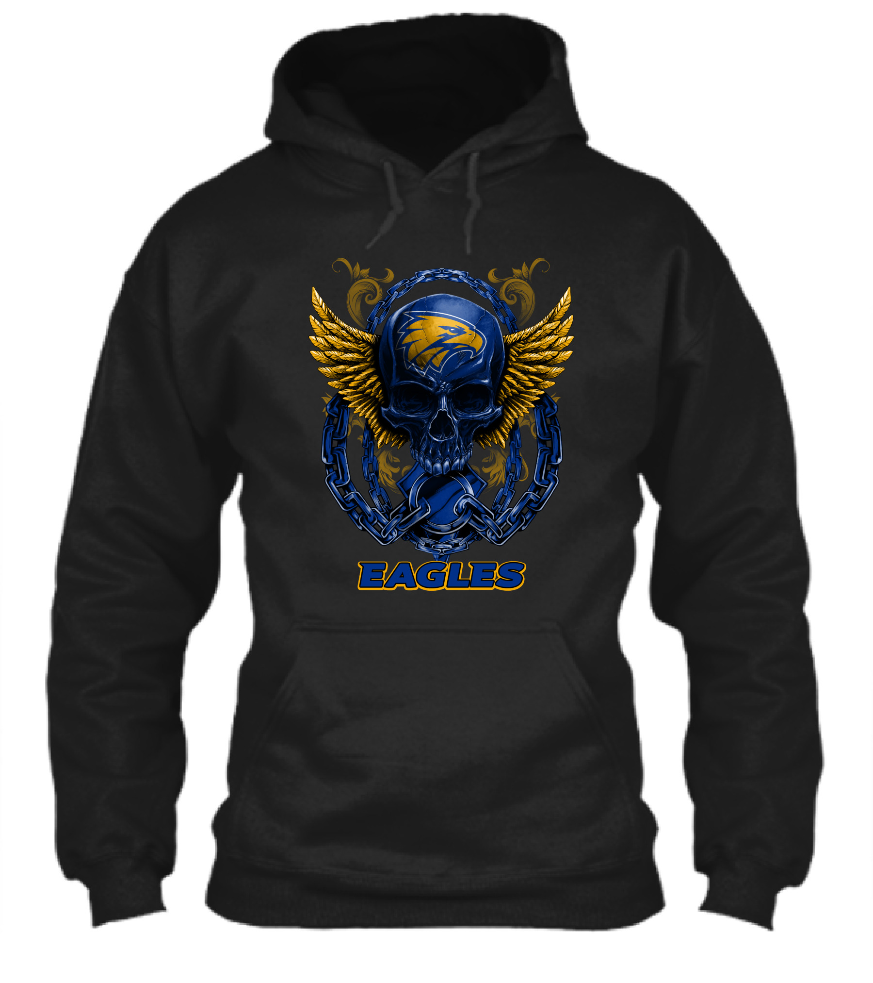West Coast Eagles Skull With Chains And Wings Shirt
