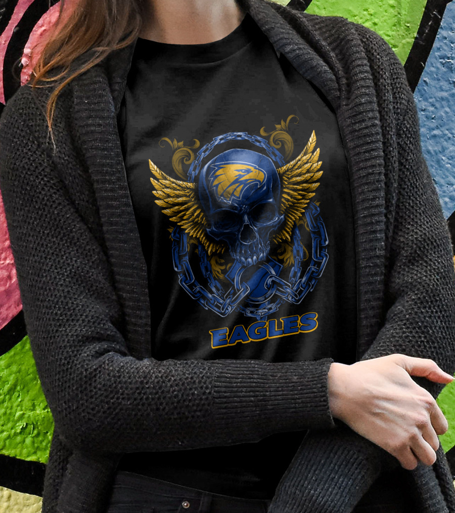 West Coast Eagles Skull With Chains And Wings Shirt