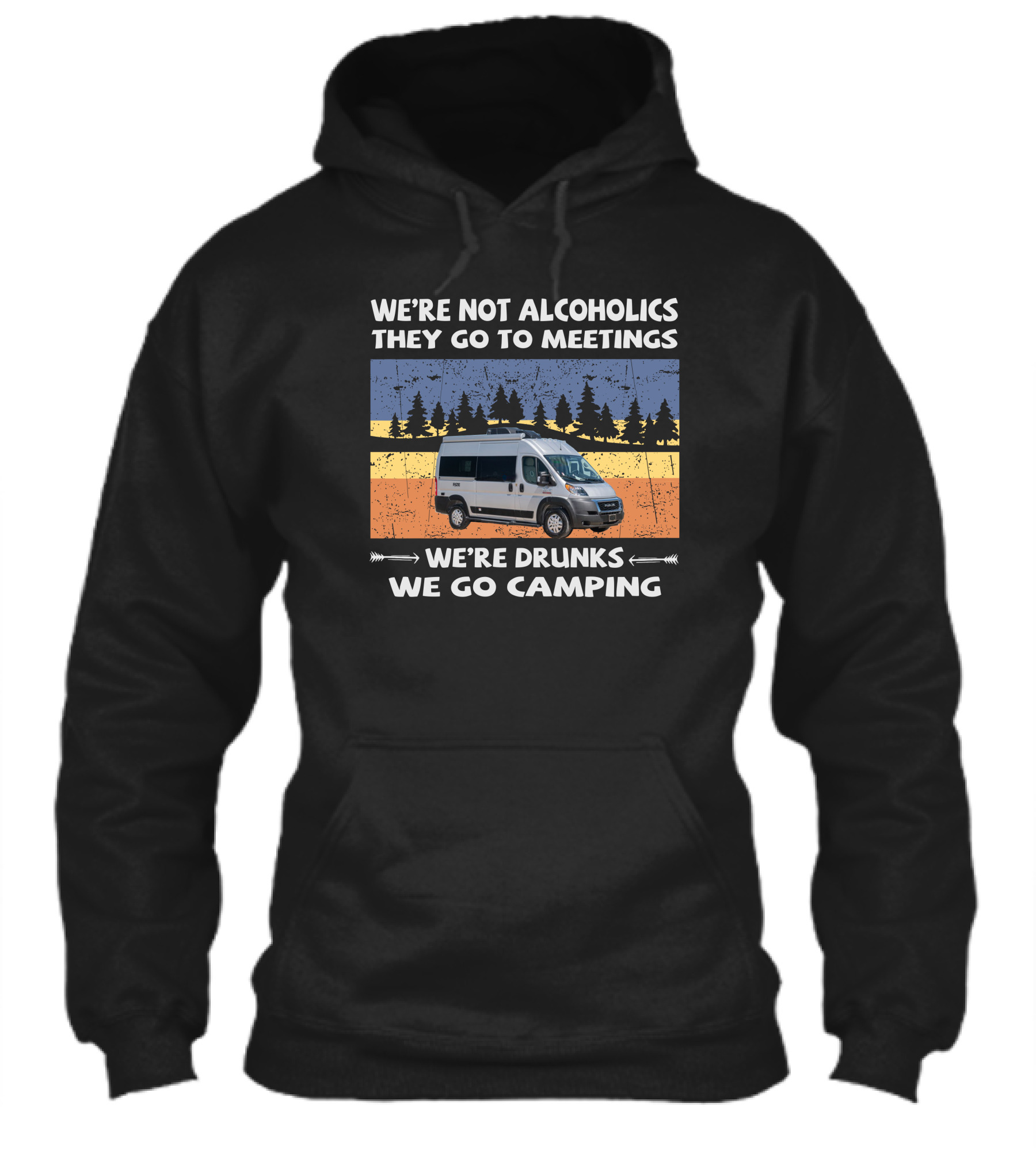 Were Not Alcoholics They Go To Meetings Were Drunks We Go Camping Van Forest Scene Shirt