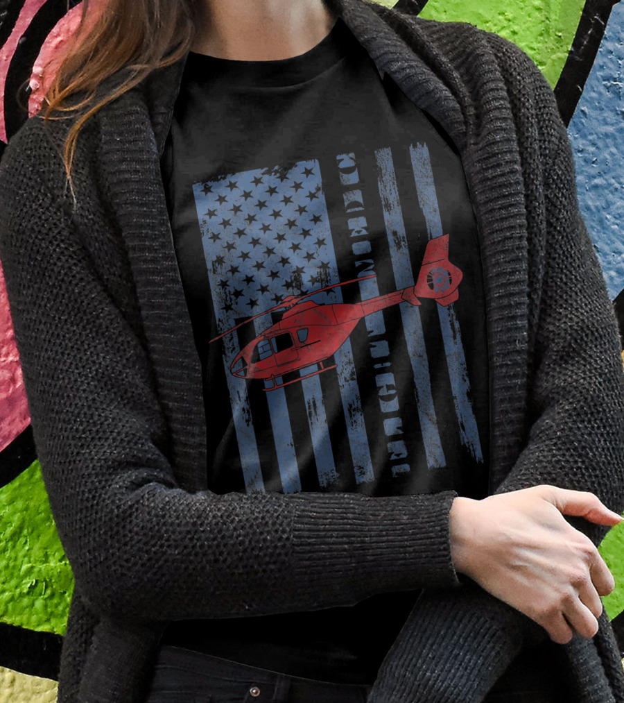 American Flag Flight Medic Helicopter Usa Shirt
