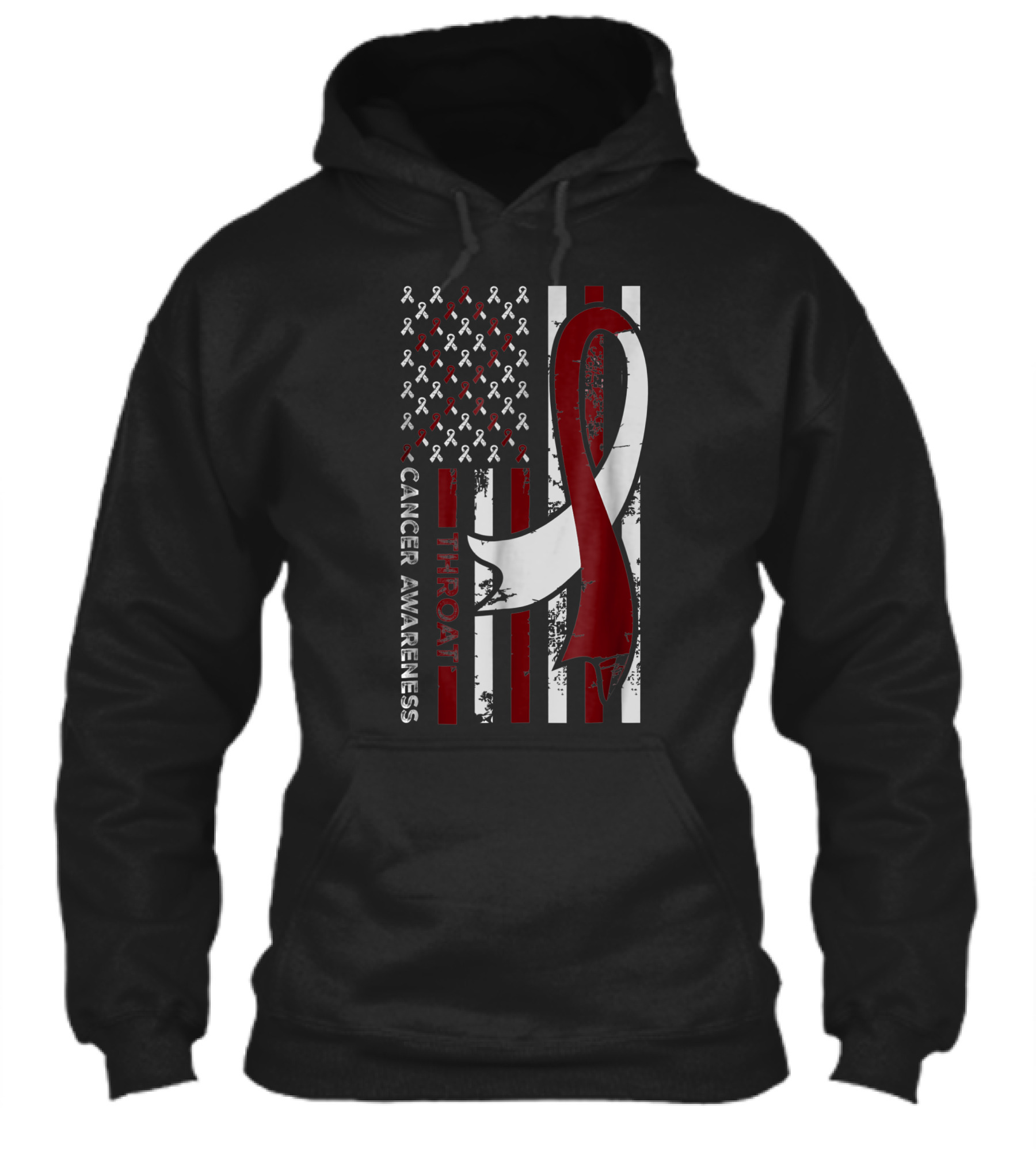 Throat Cancer Awareness American Flag Ribbon Shirt