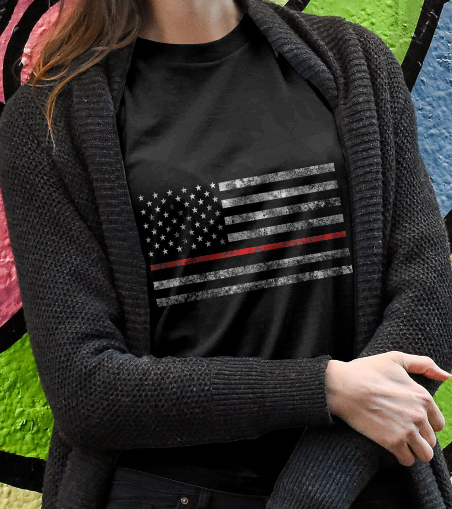 Distressed Thin Red Line American Flag Distressed American Flag With Red Line Shirt
