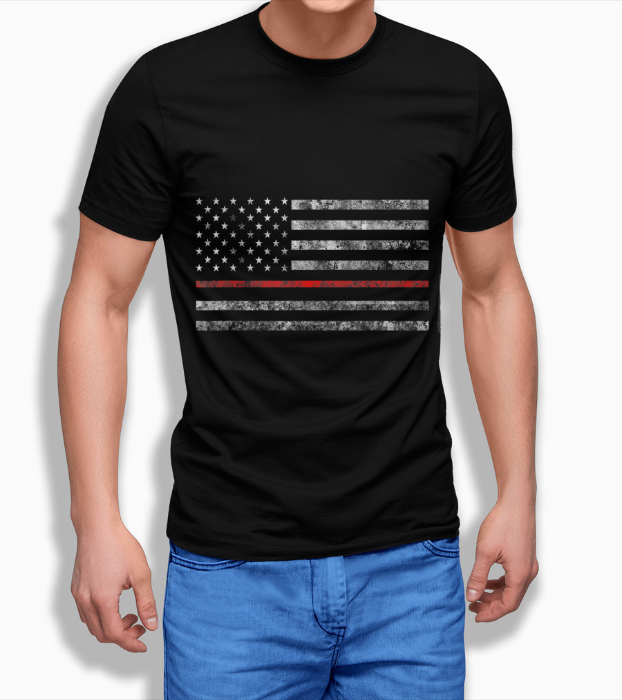 Distressed Thin Red Line American Flag Distressed American Flag With Red Line Shirt
