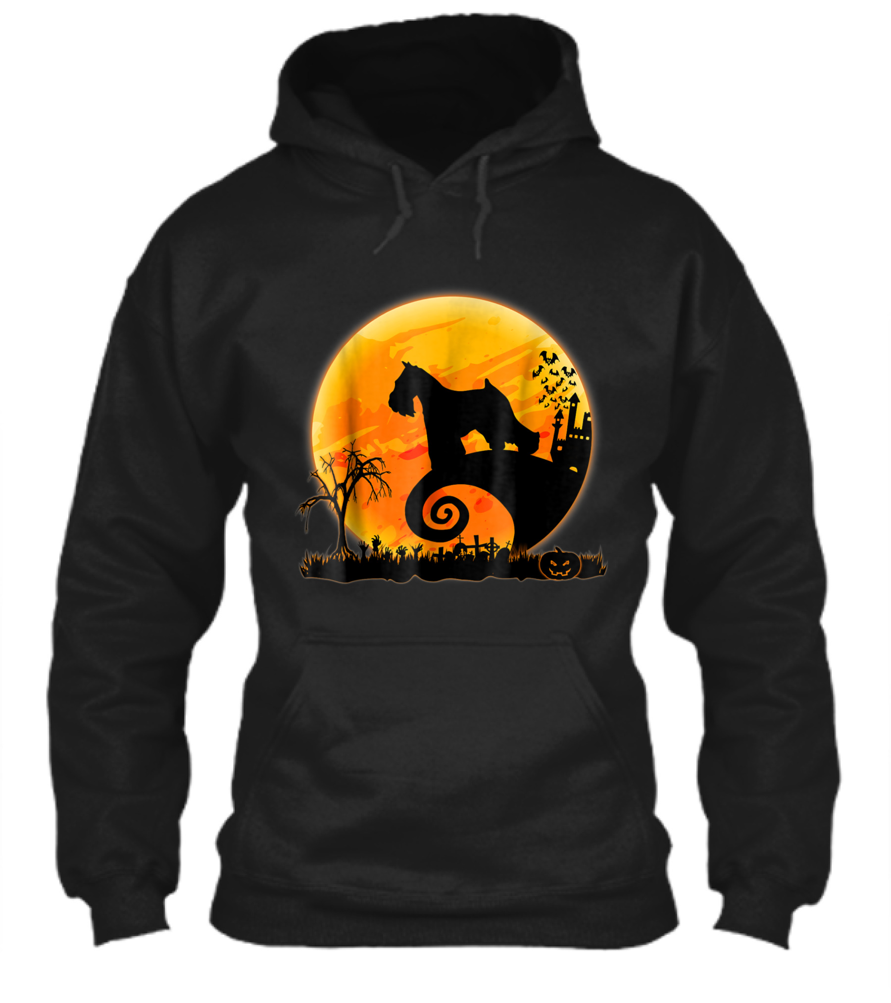 Miniature Schnauzer Dog Halloween Moon With Haunted Castle And Pumpkin Shirt