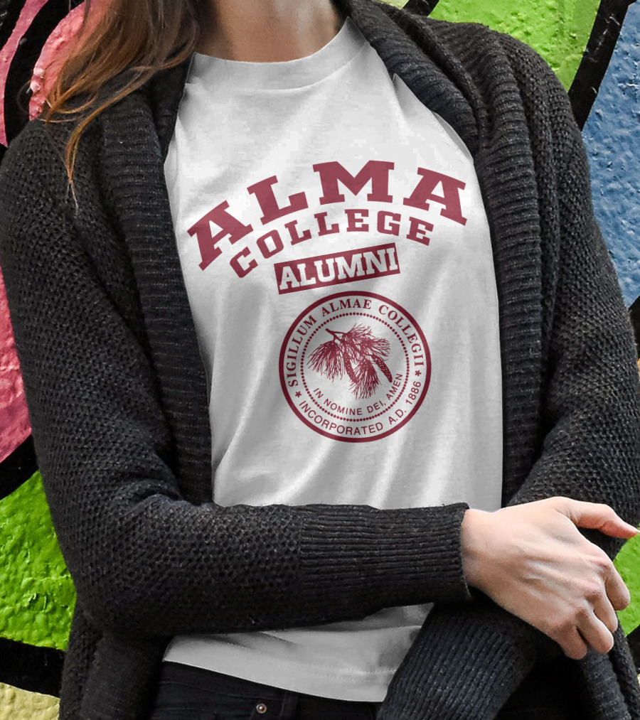 Alma College Alumni Seal Sigillum Almae Collegii Incorporated Ad 1886 Shirt
