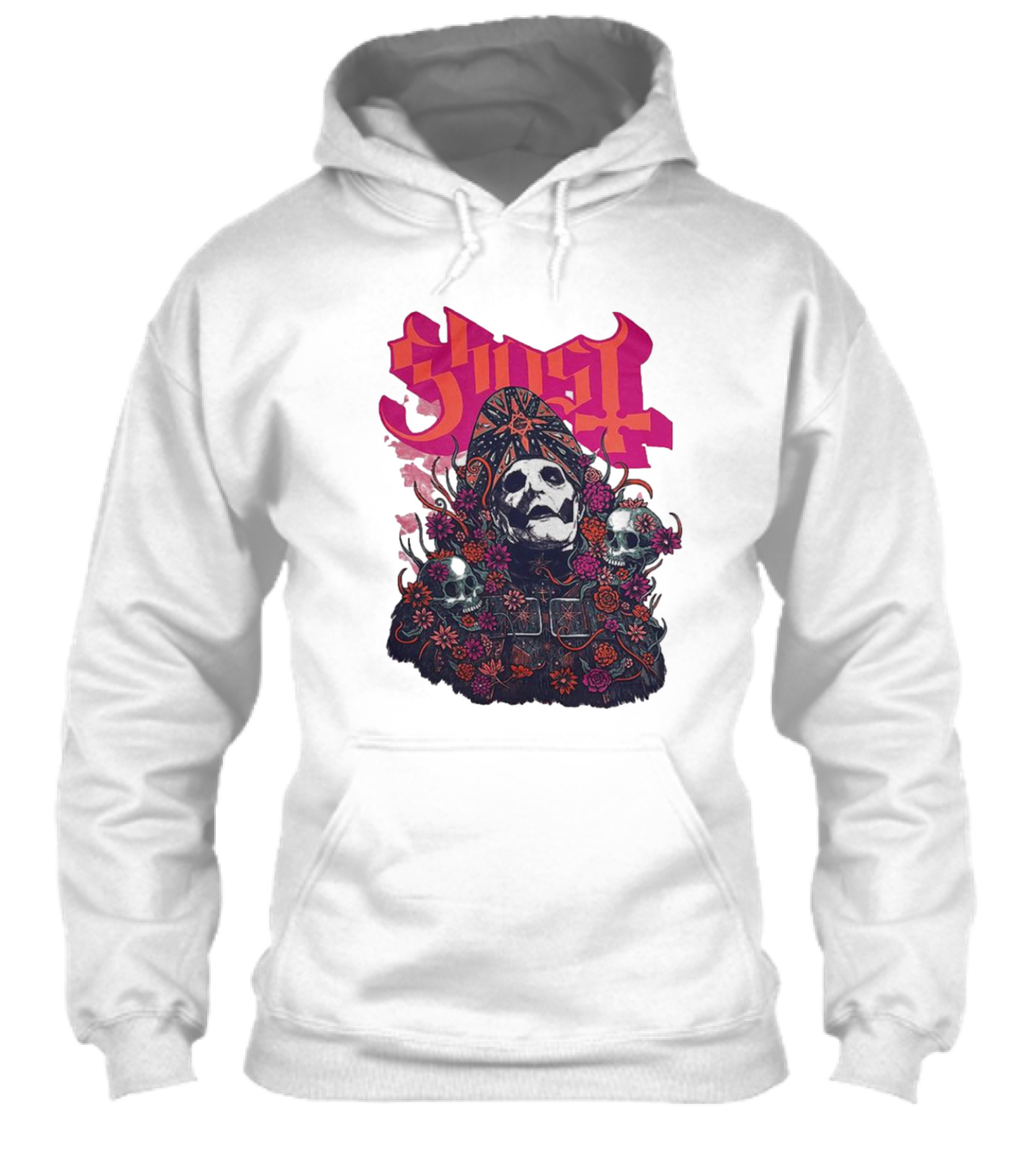 Ghost Skull In Floral Bliss Pink Crystal Wash Shirt
