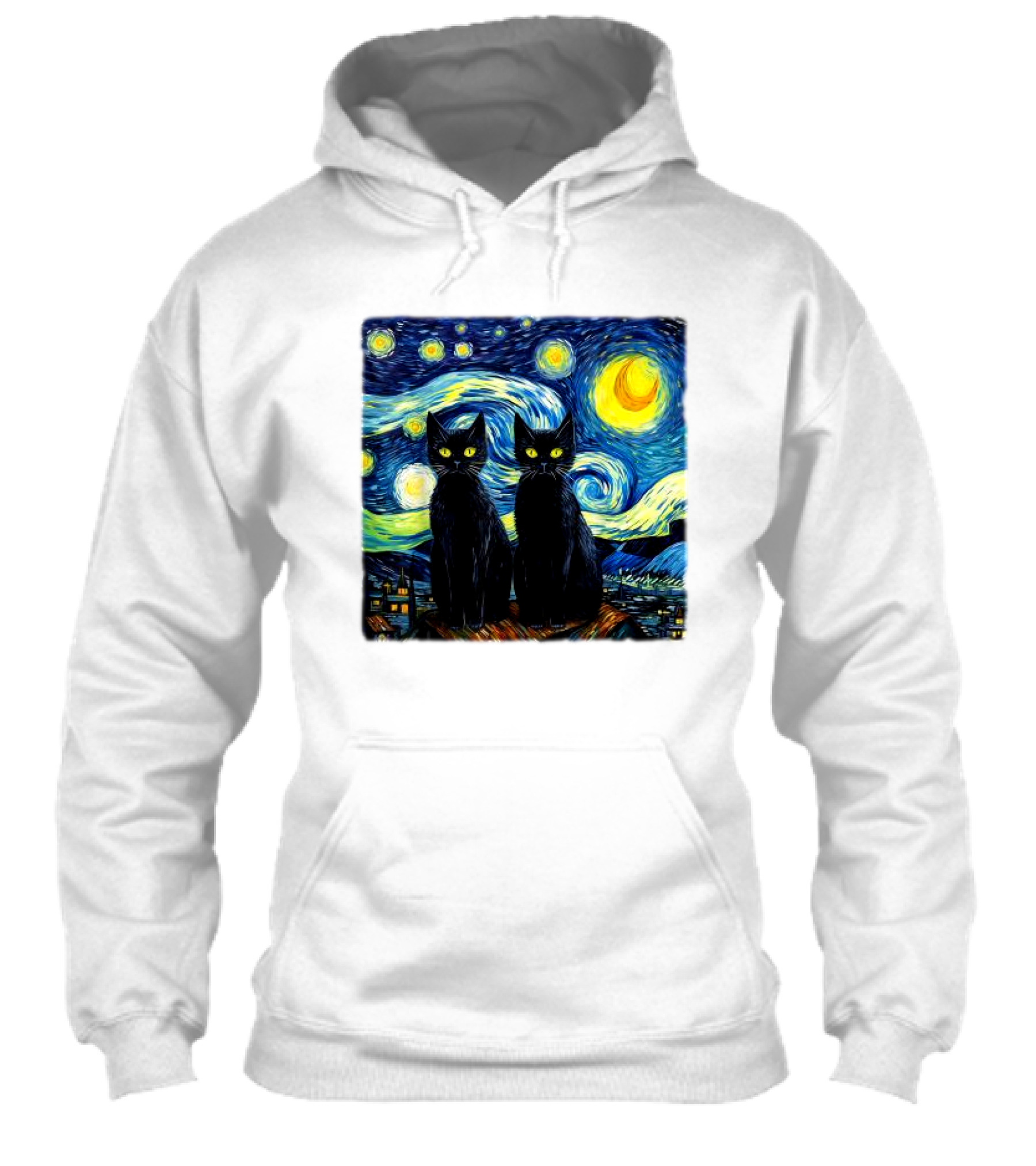 Black Cats Starry Night Vincent Van Gogh Painting Fusion Shirt