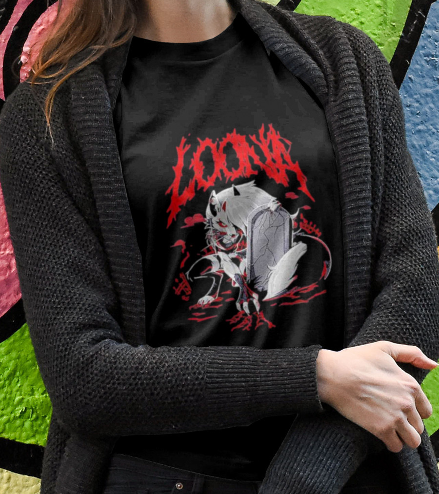 Loona Graveyard Cat And Tombstone Scene Shirt