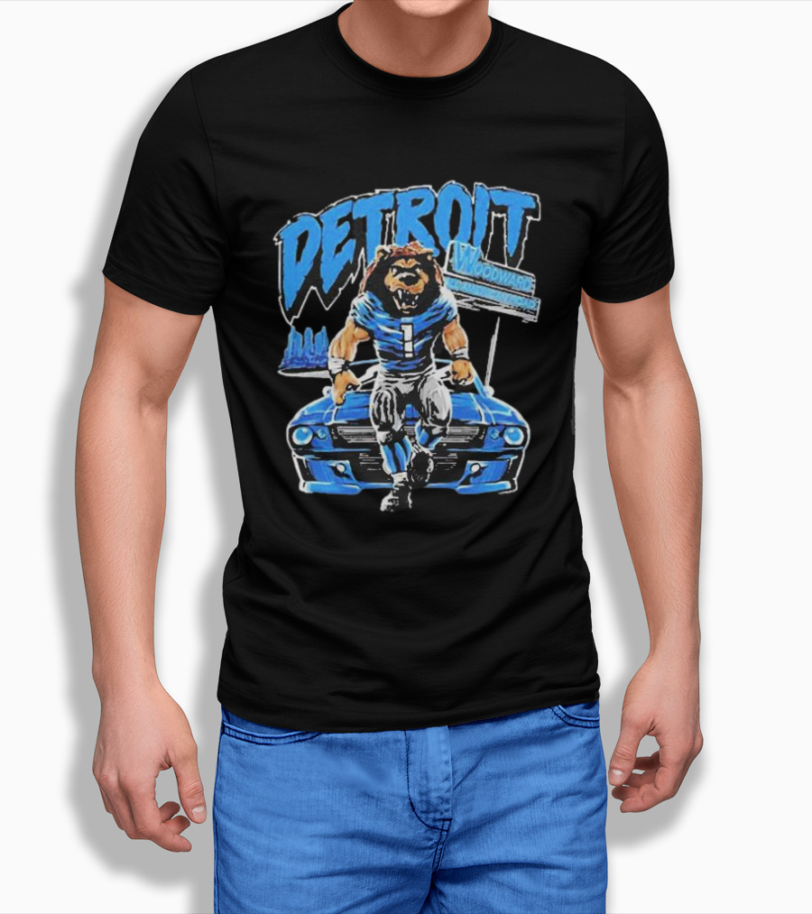 Number 1 Detroit Lion Woodward All American Road Shirt
