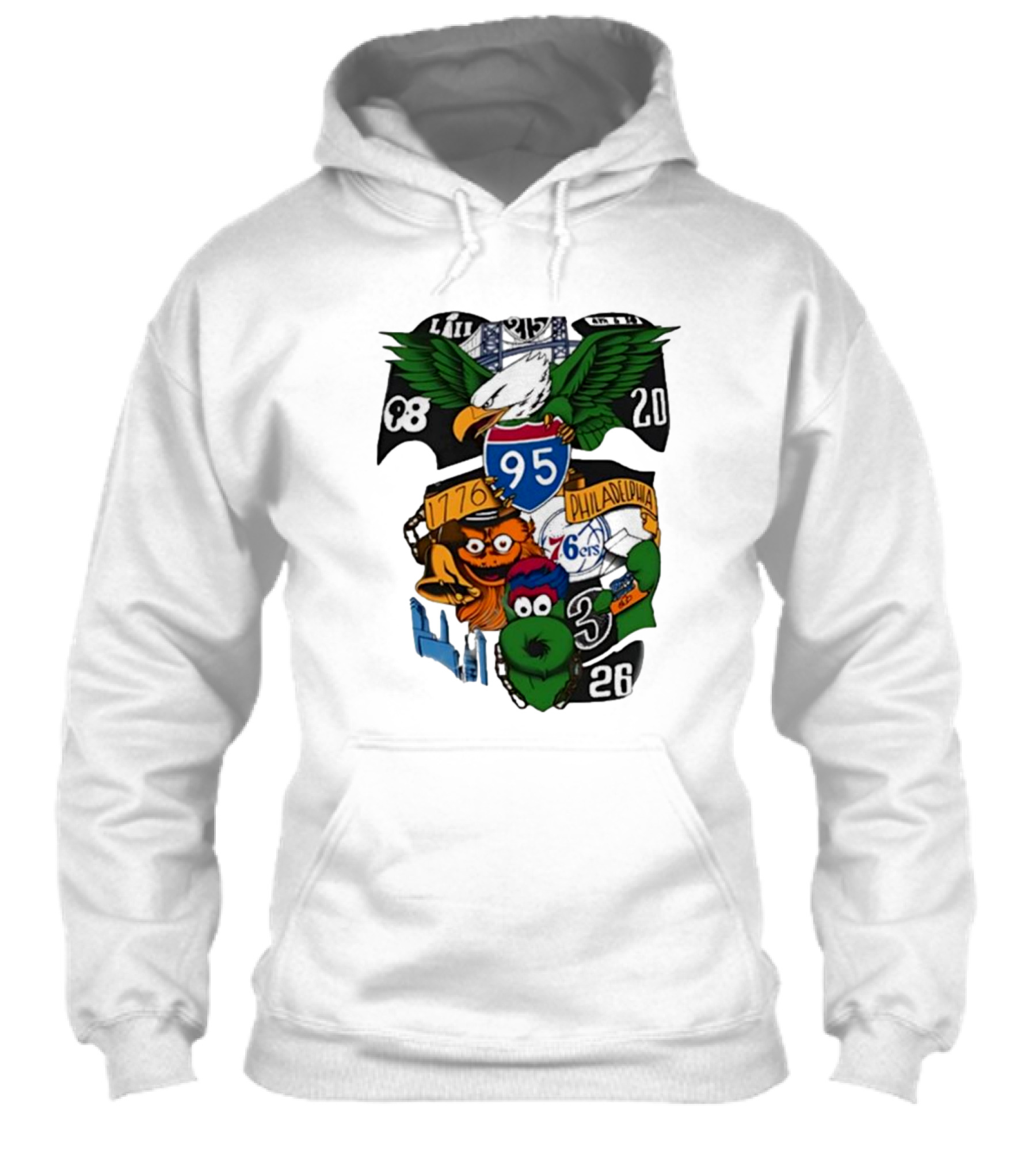 Philadelphia Icons 95 I95 1776 Philadelphia 76Ers Eagles Mascots 20 8 3 26 Shirt