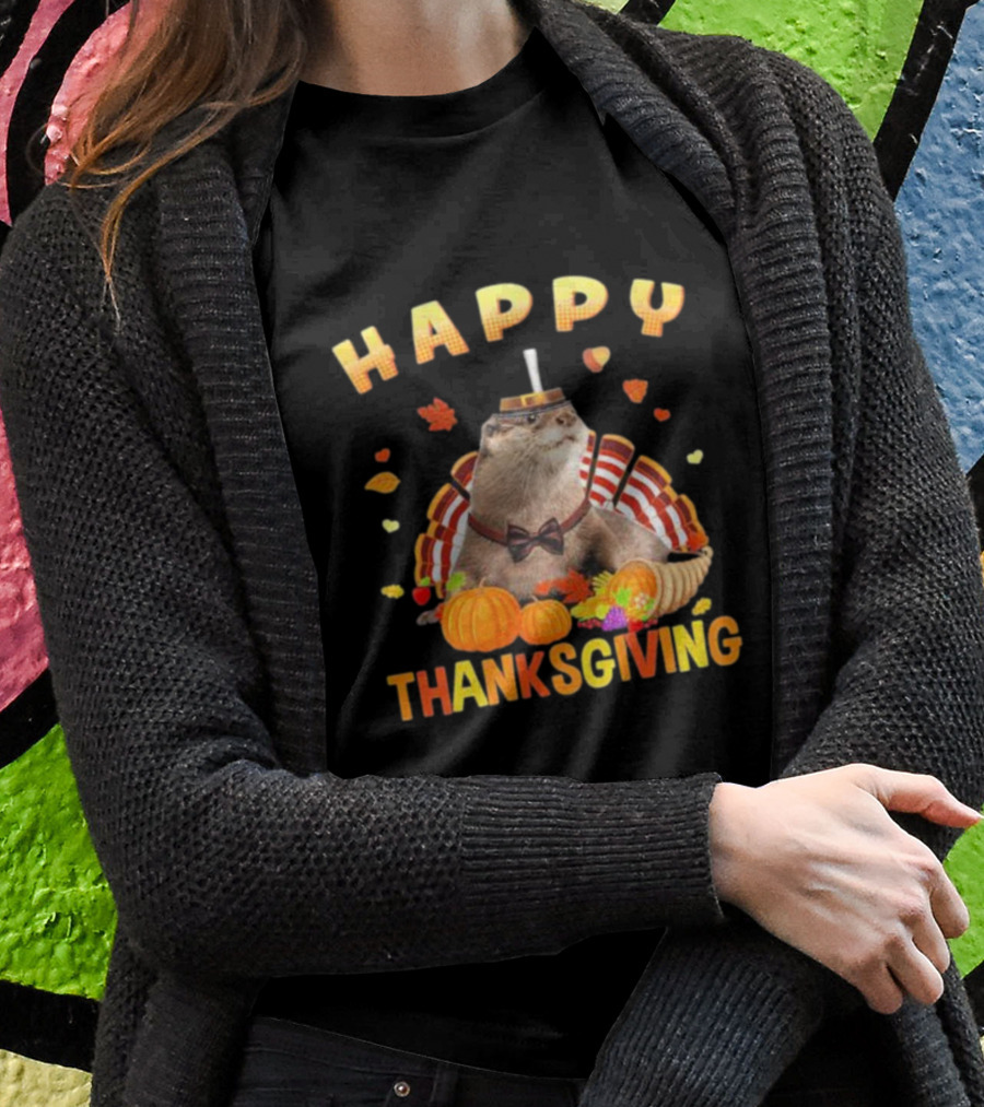 Happy Thanksgiving Otter Turkey Pilgrim Shirt