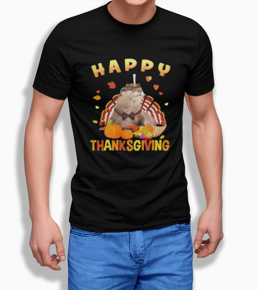 Happy Thanksgiving Otter Turkey Pilgrim Shirt