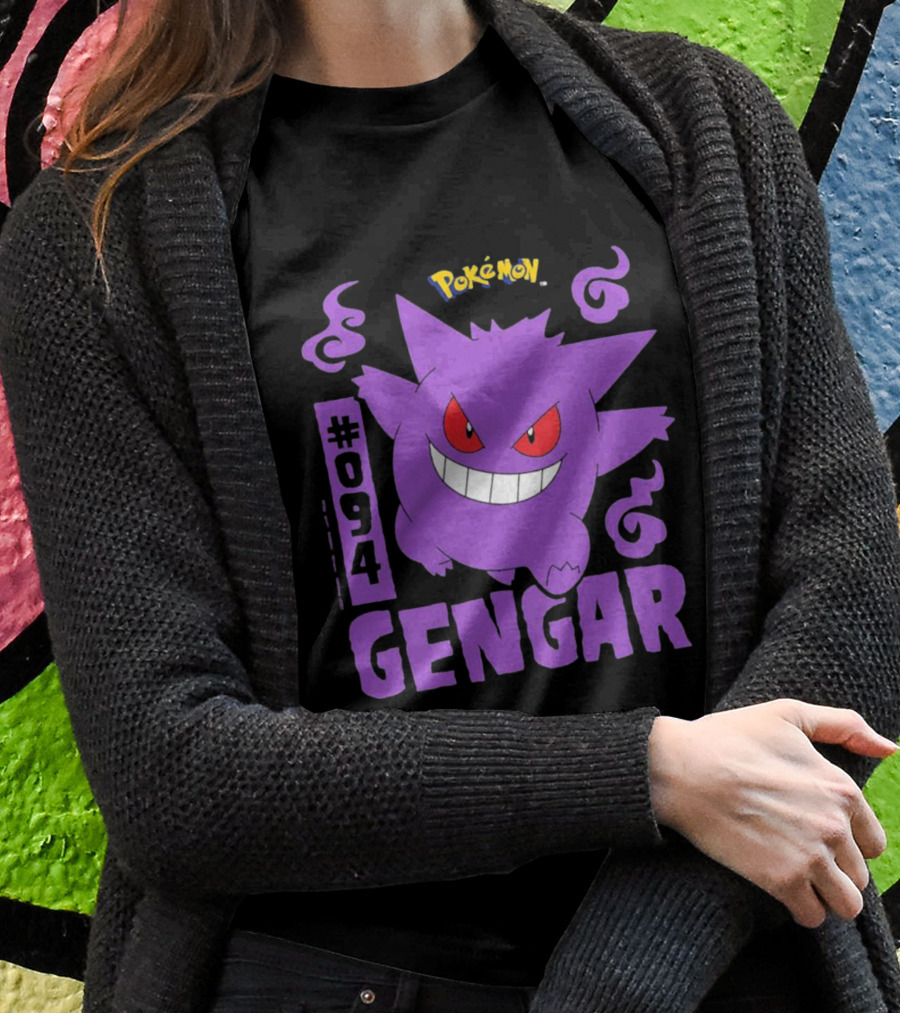 Pokeimon 094 Gengar With Iconic Design And Purple Shirt