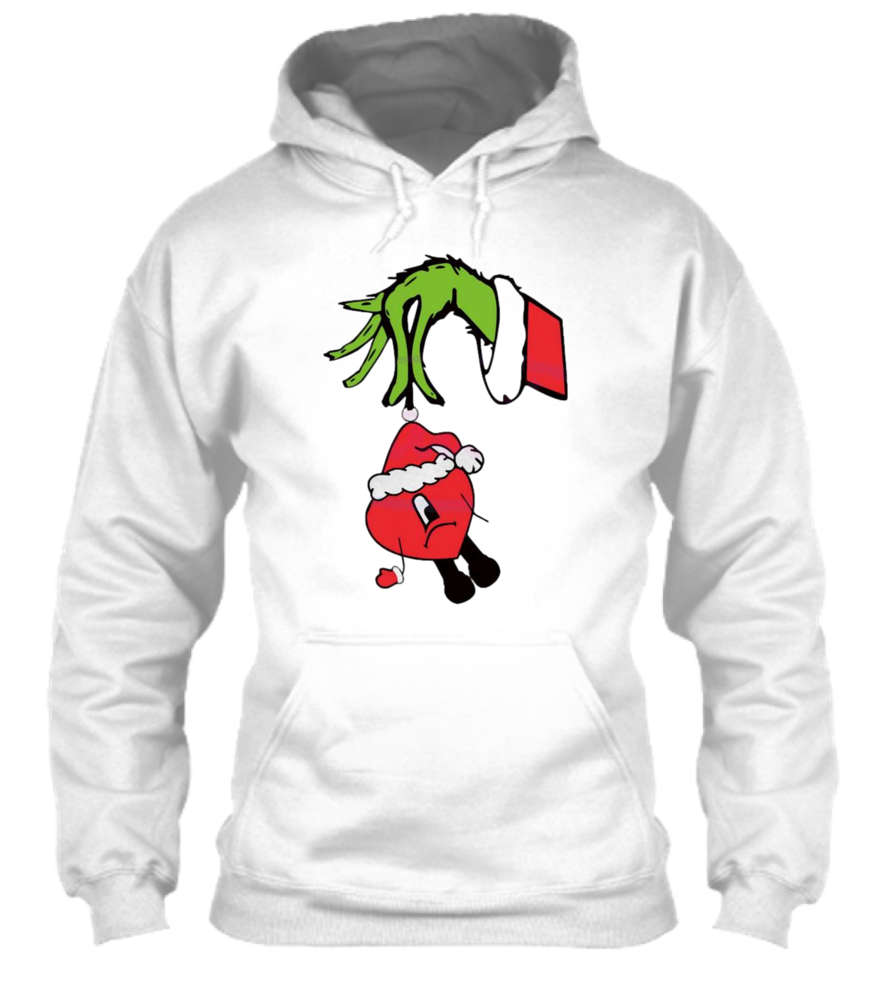 Grinch Hand Holding Santa Hat Bad Bunny Xmas Shirt