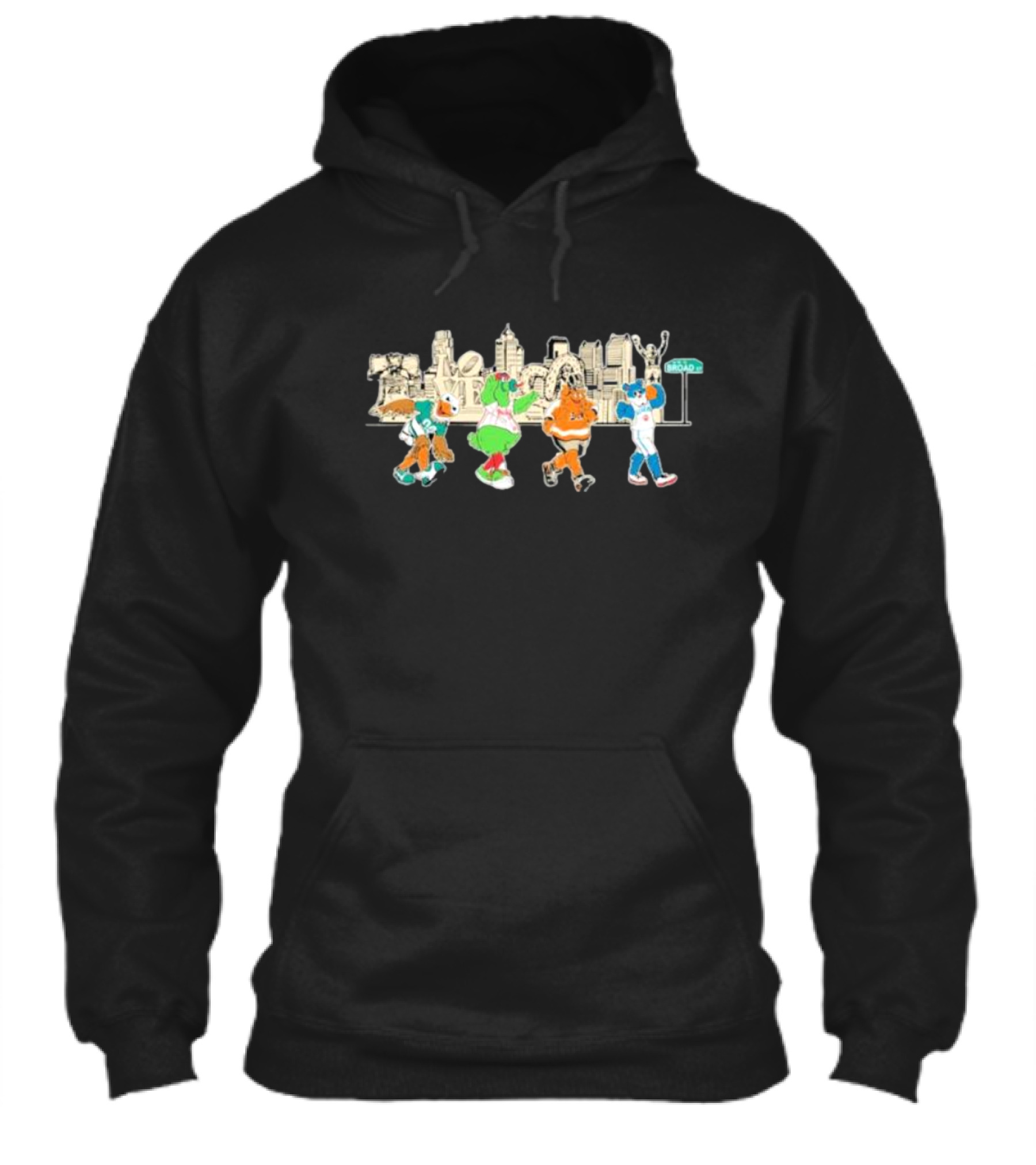 Philly Sports Team Mascot Parade Against City Skyline Shirt