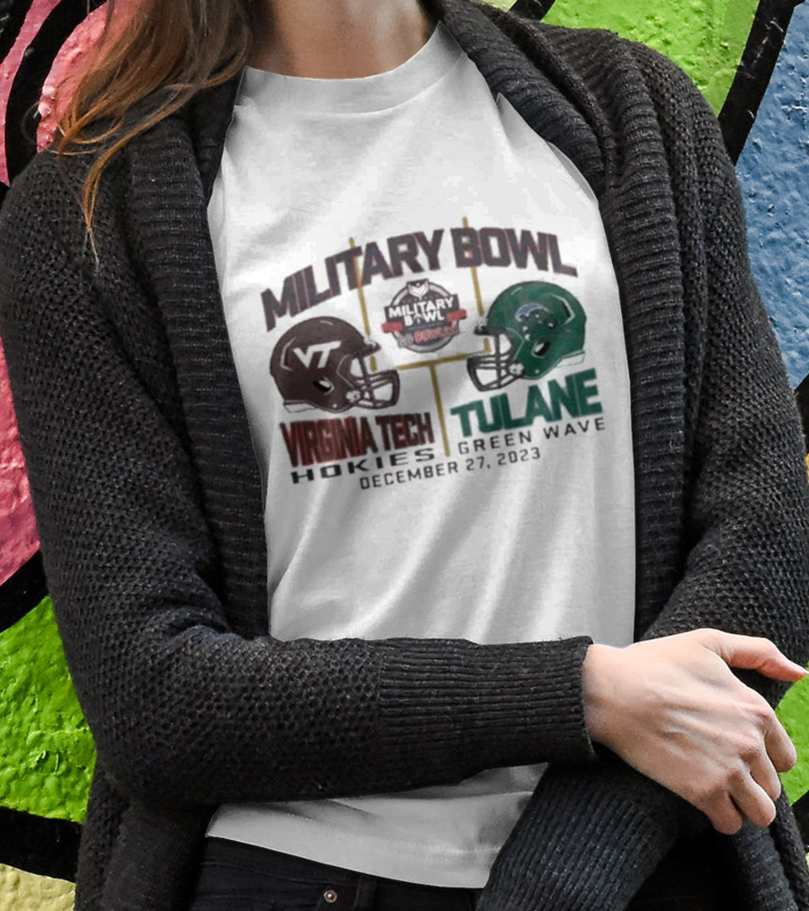 Military Bowl Virginia Tech Vs Tulane December 27 Duel Helmets College Football Game Shirt