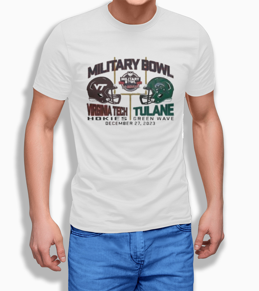 Military Bowl Virginia Tech Vs Tulane December 27 Duel Helmets College Football Game Shirt