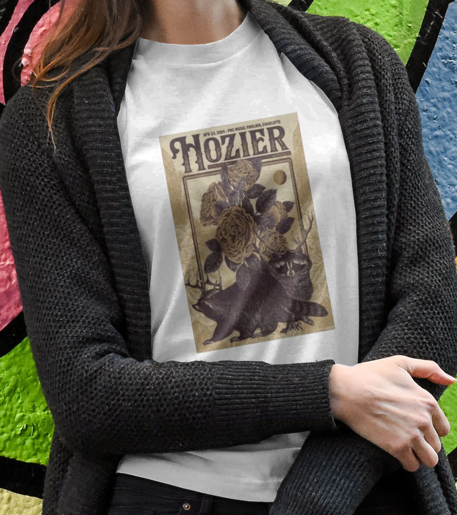 Hozier April 23 2024 Pnc Music Pavilion Charlotte Raccoons And Roses Concert Shirt