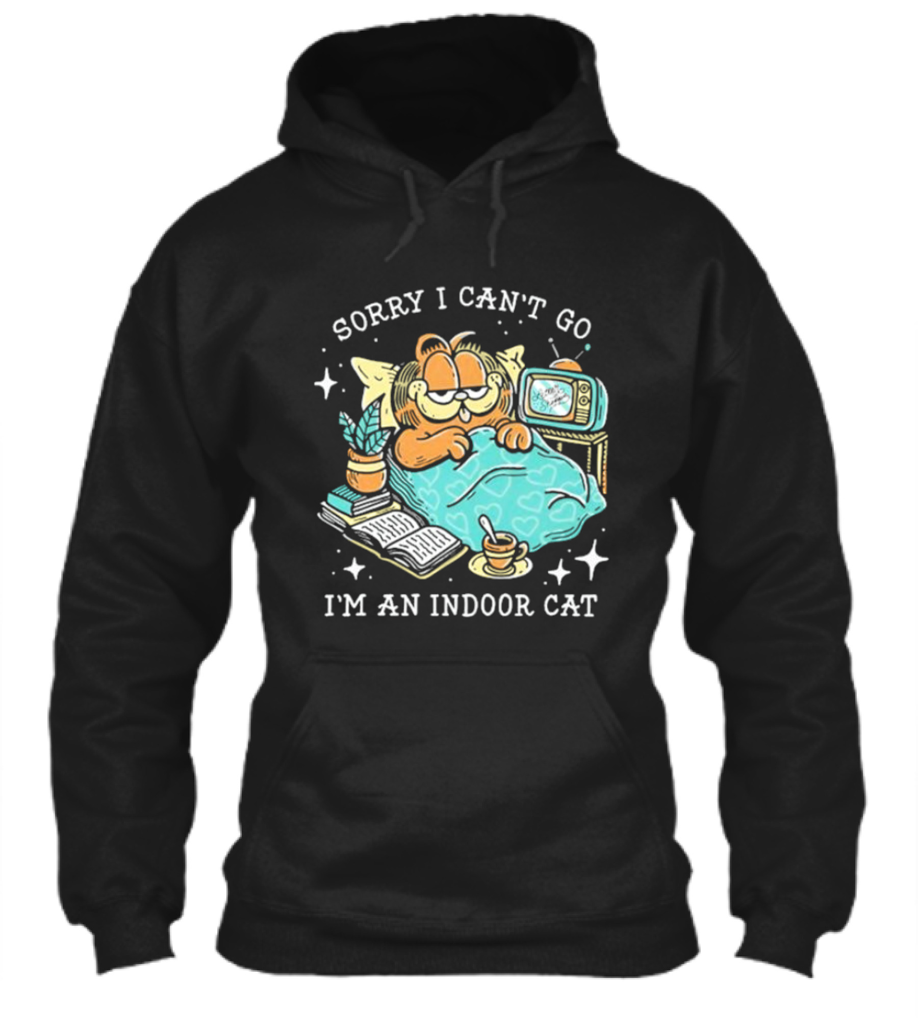Sorry I Cant Go Im An Indoor Cat Funny Garfield Bedtime Relaxation Shirt