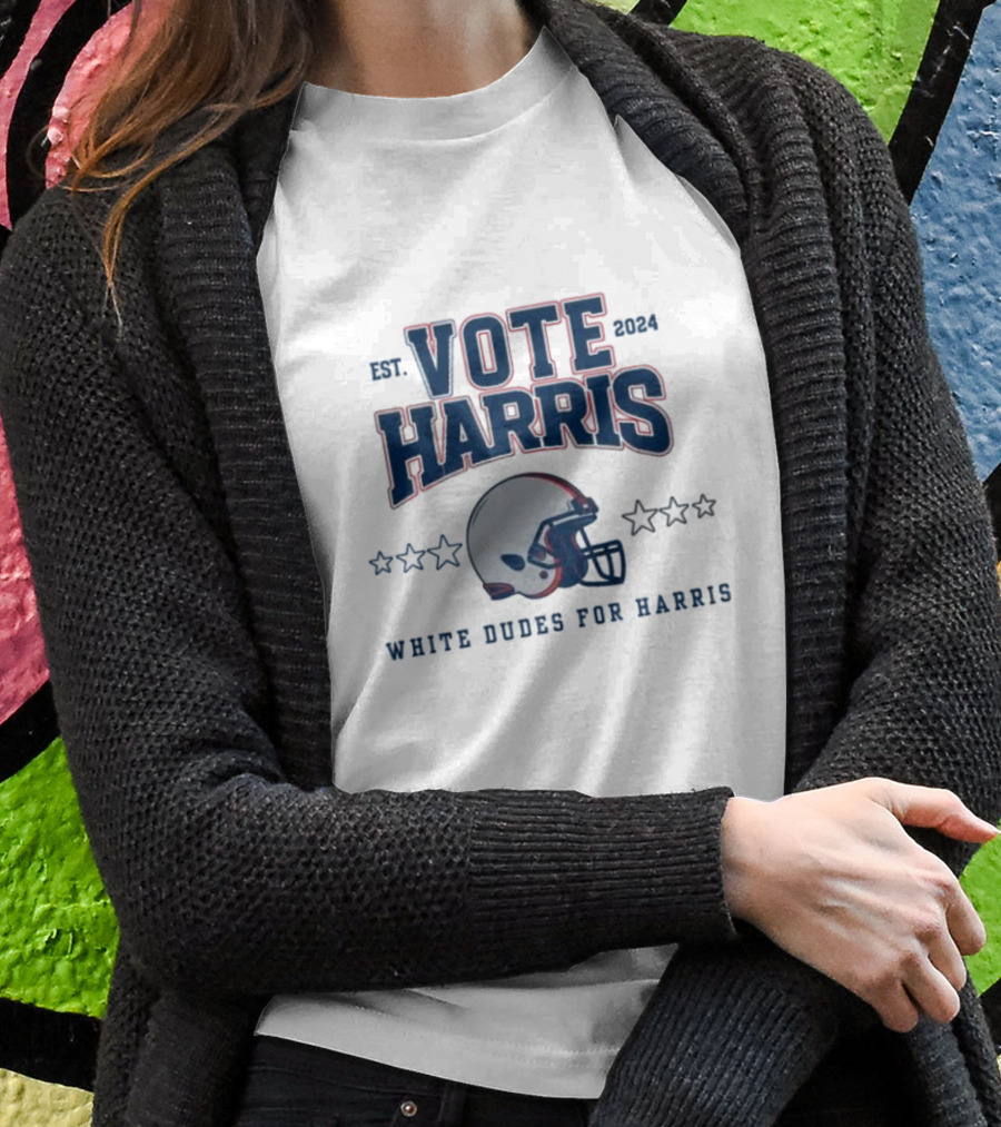 Vote Harris Football Helmet Est 2024 White Dudes For Harris Shirt