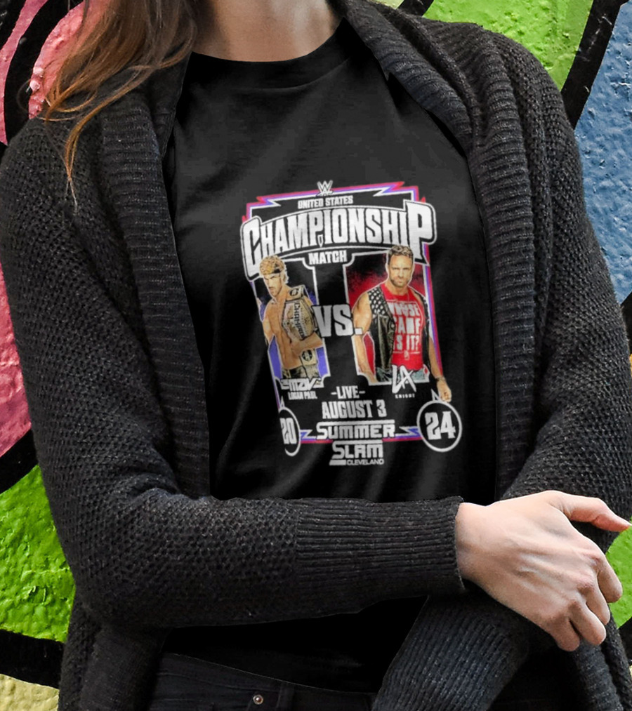 Wwe United States Championship Match Summerslam 2024 La Knight Vs Logan Paul August 3 Cleveland Shirt