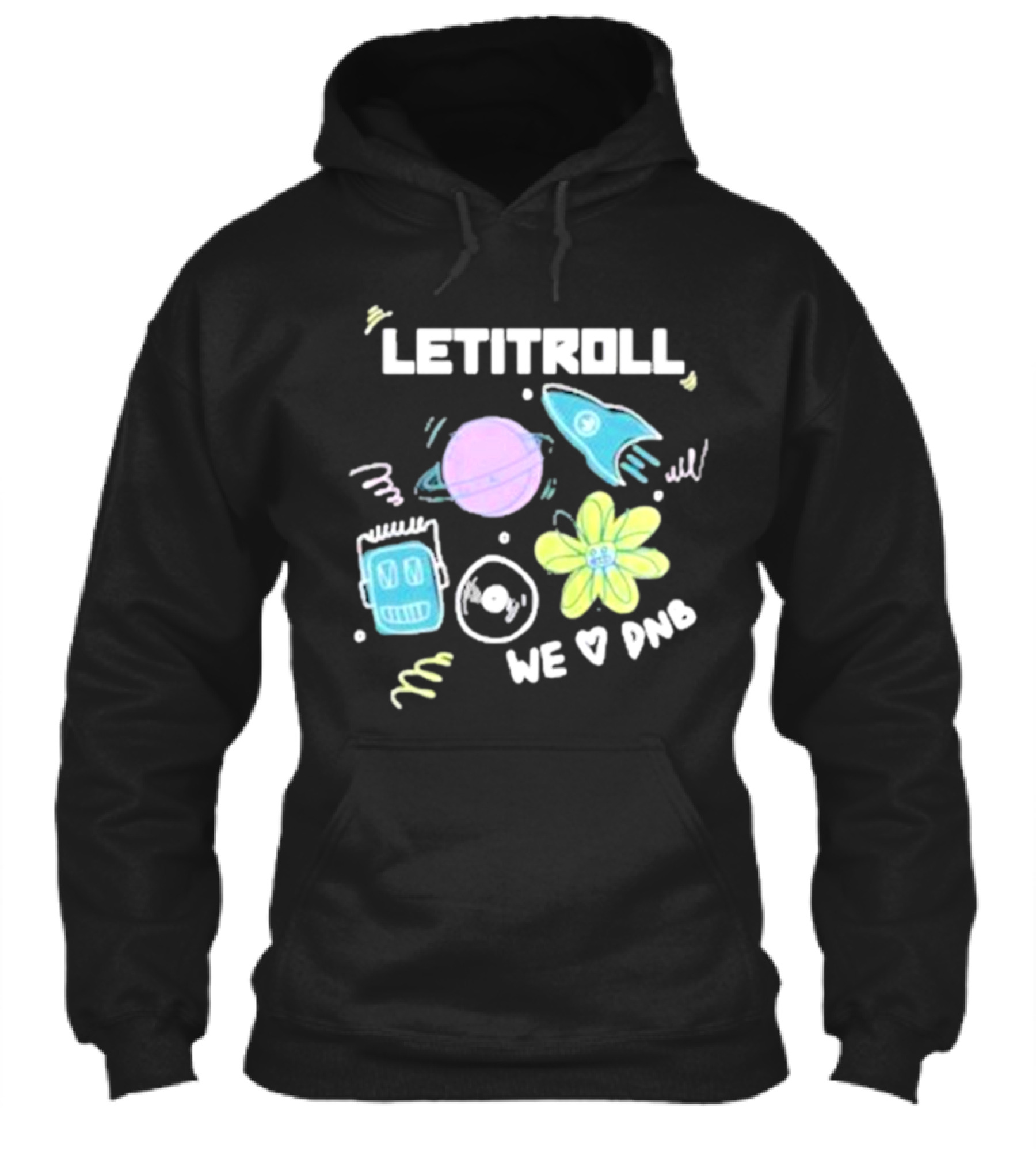 Letitroll We Love Dnb Planet Rocket Robot Flower Shirt