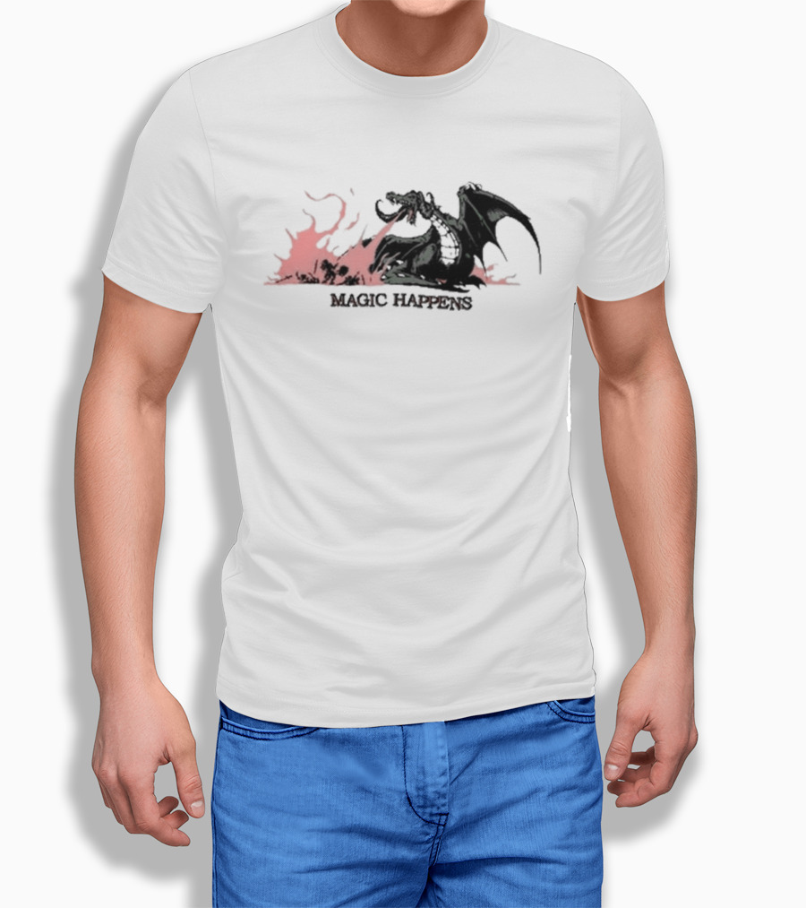 Magic Happens Dragon With Fiery Background Shirt