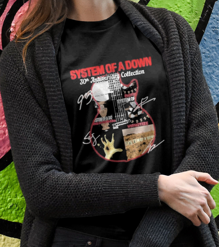System Of A Down 30Th Anniversary Collection Signatures Guitar Art Hypnotize Steal This Album Iconic Shirt