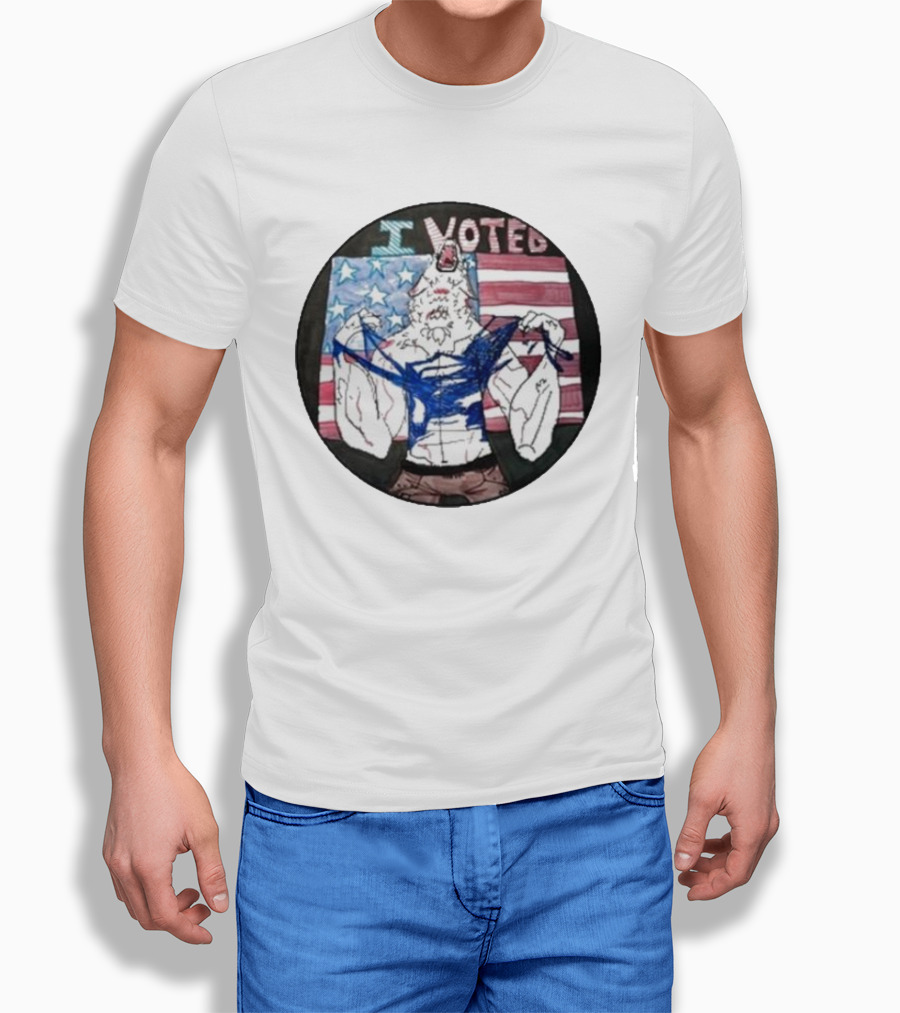 I Voted Michigan Patriotic Wolf American Flag Shirt