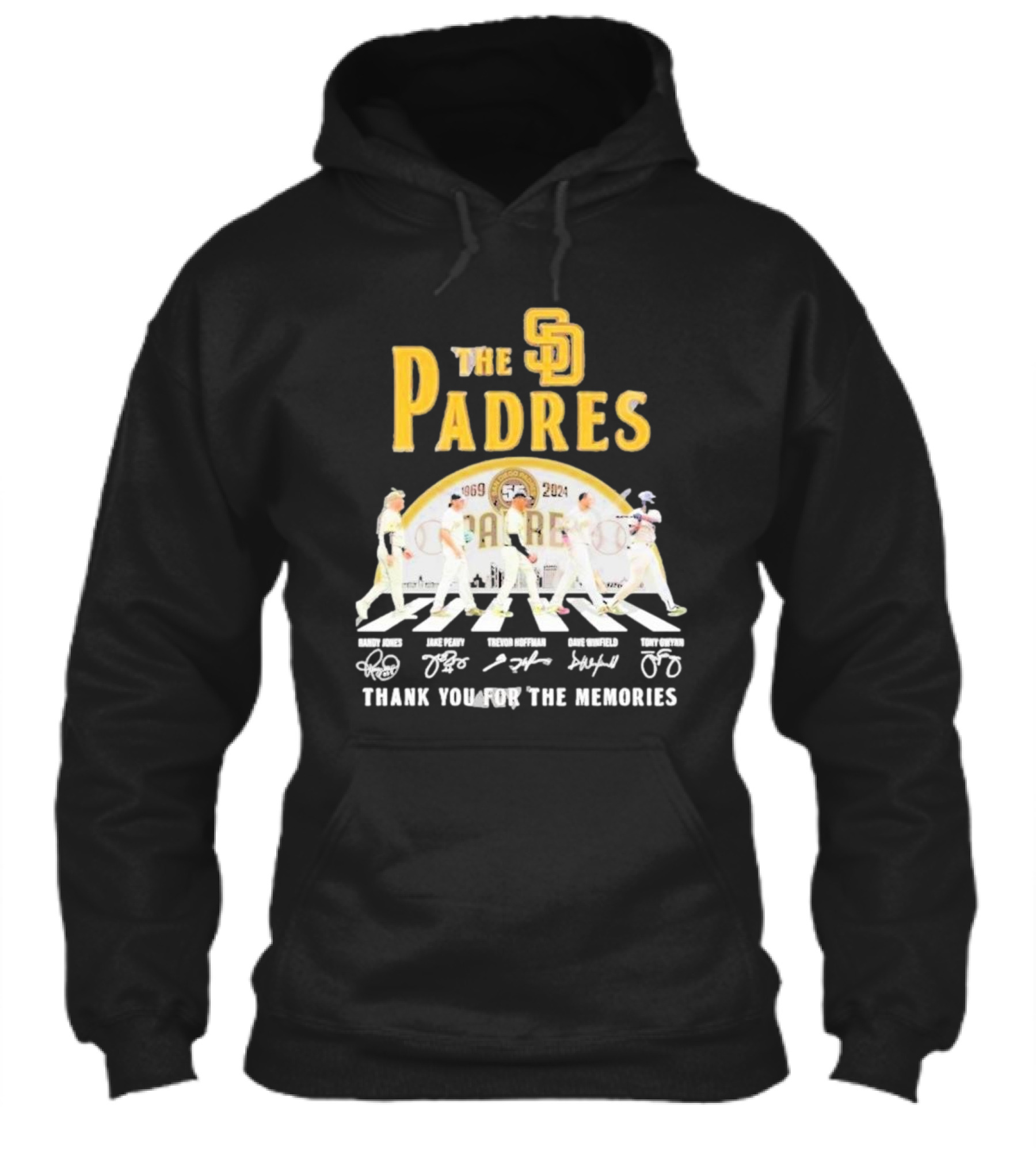 The Padres 55 Years Of 19692024 San Diego Padres Thank You For The Memories Randy Jones Jake Peavy Trevor Hoffman Dave Winfield Tony Gwynn Shirt
