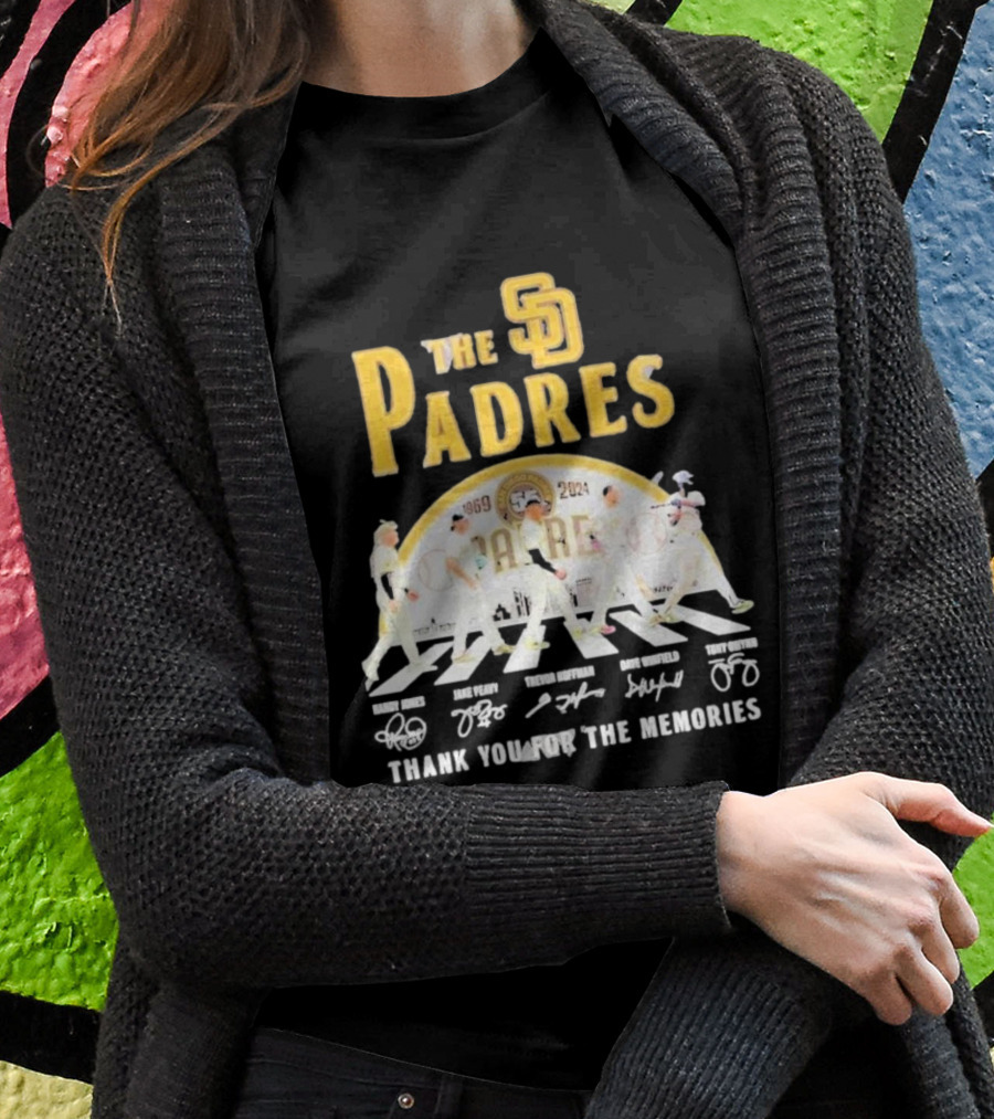 The Padres 55 Years Of 19692024 San Diego Padres Thank You For The Memories Randy Jones Jake Peavy Trevor Hoffman Dave Winfield Tony Gwynn Shirt