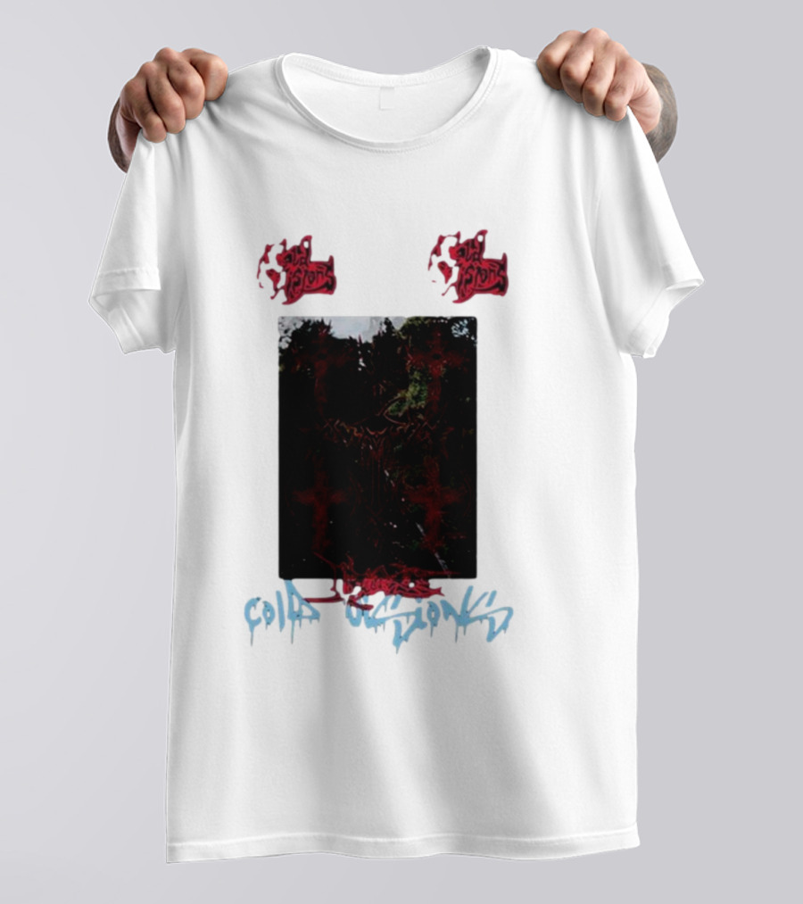 Cold Visions Syndaflod 2024 Red And Blue Dramatic Abstract Shirt