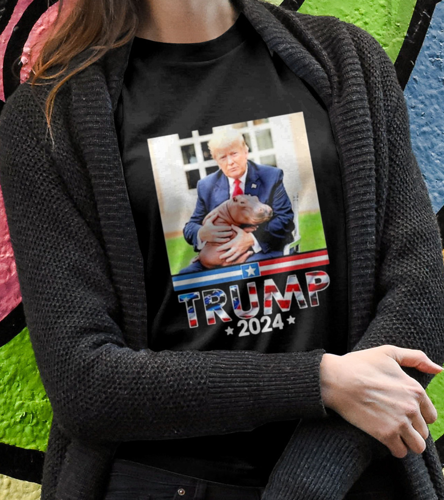 Trump 2024 Cute Baby Pygmy Hippo Moo Deng Pets Shirt