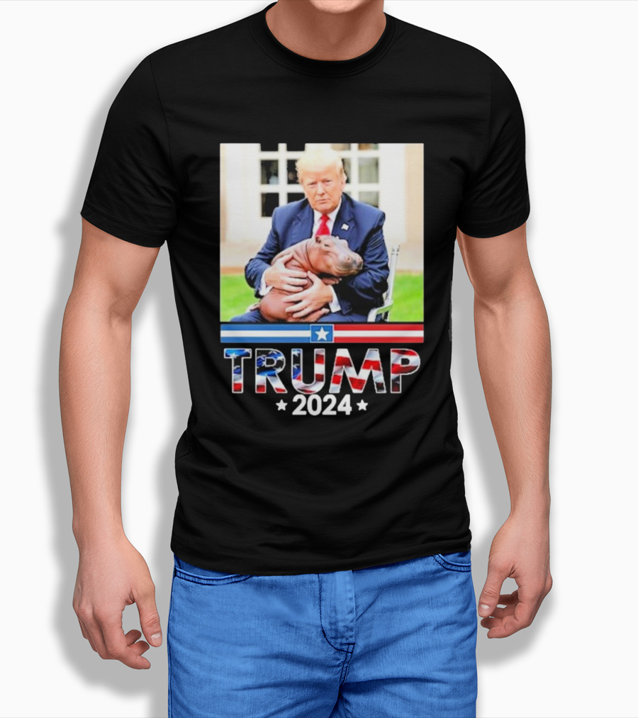Trump 2024 Cute Baby Pygmy Hippo Moo Deng Pets Shirt