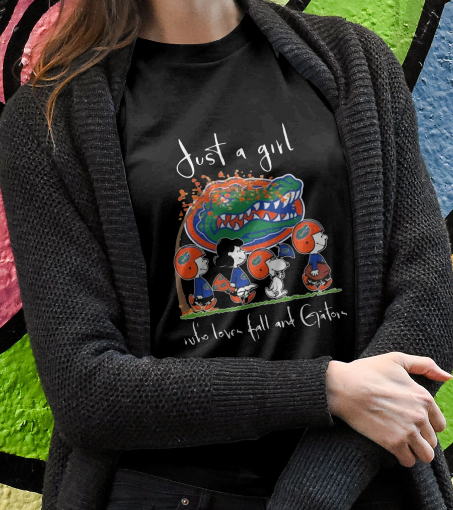 Just A Girl Who Loves Fall Florida Gators Peanuts Characters Shirt