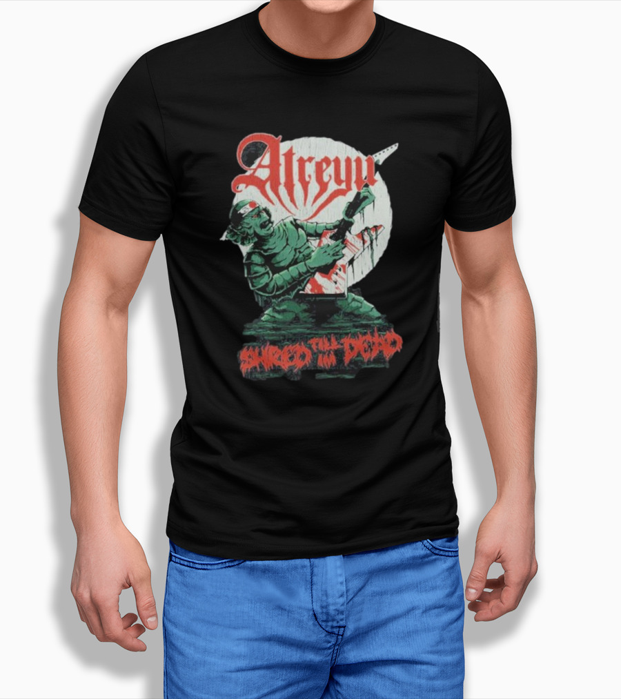 Atreyu Shred Till Im Dead Zombie Playing Guitar Shirt
