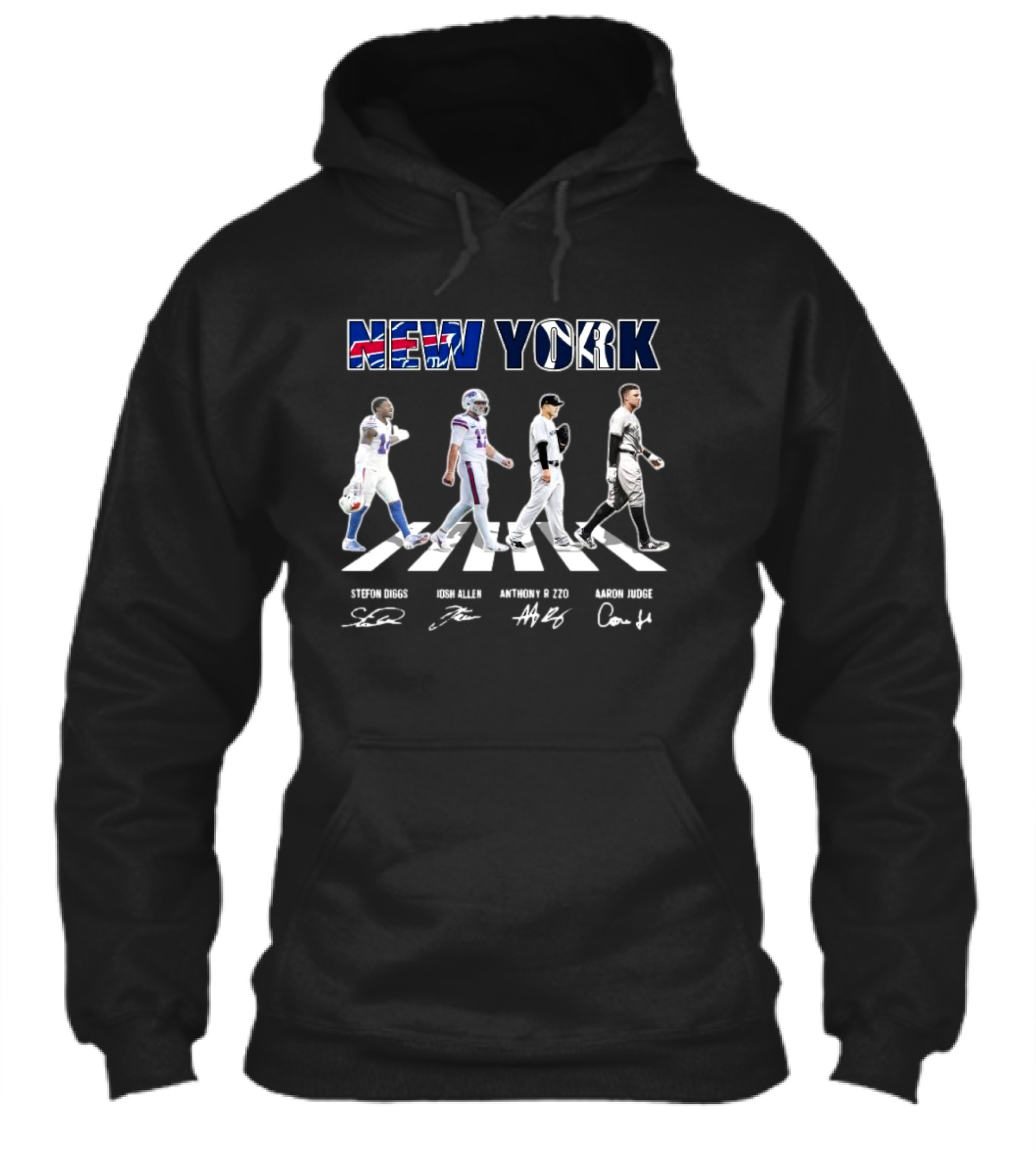 New York Teams Buffalo Bills Yankees Stefon Diggs Josh Allen Anthony Rizzo Aaron Judge Walking Signatures Shirt