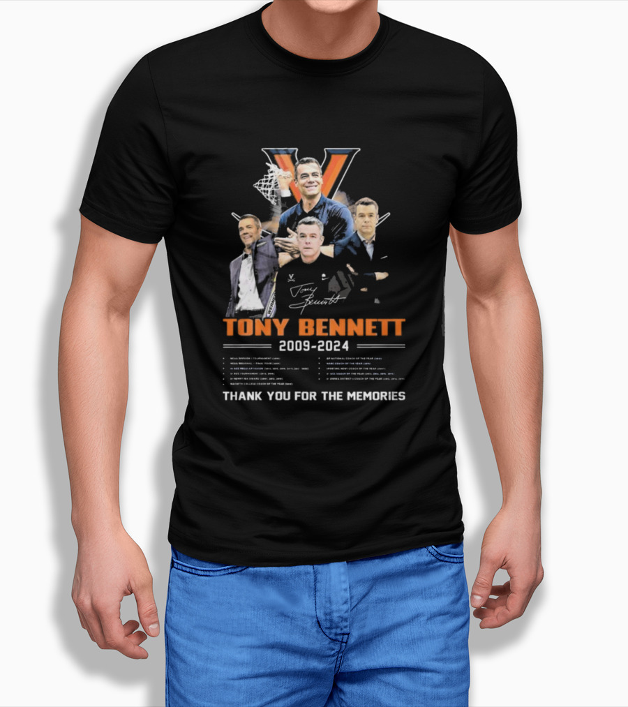 Tony Bennett 20092024 Thank You For The Memories Signature Virginia Basketball Coach Shirt