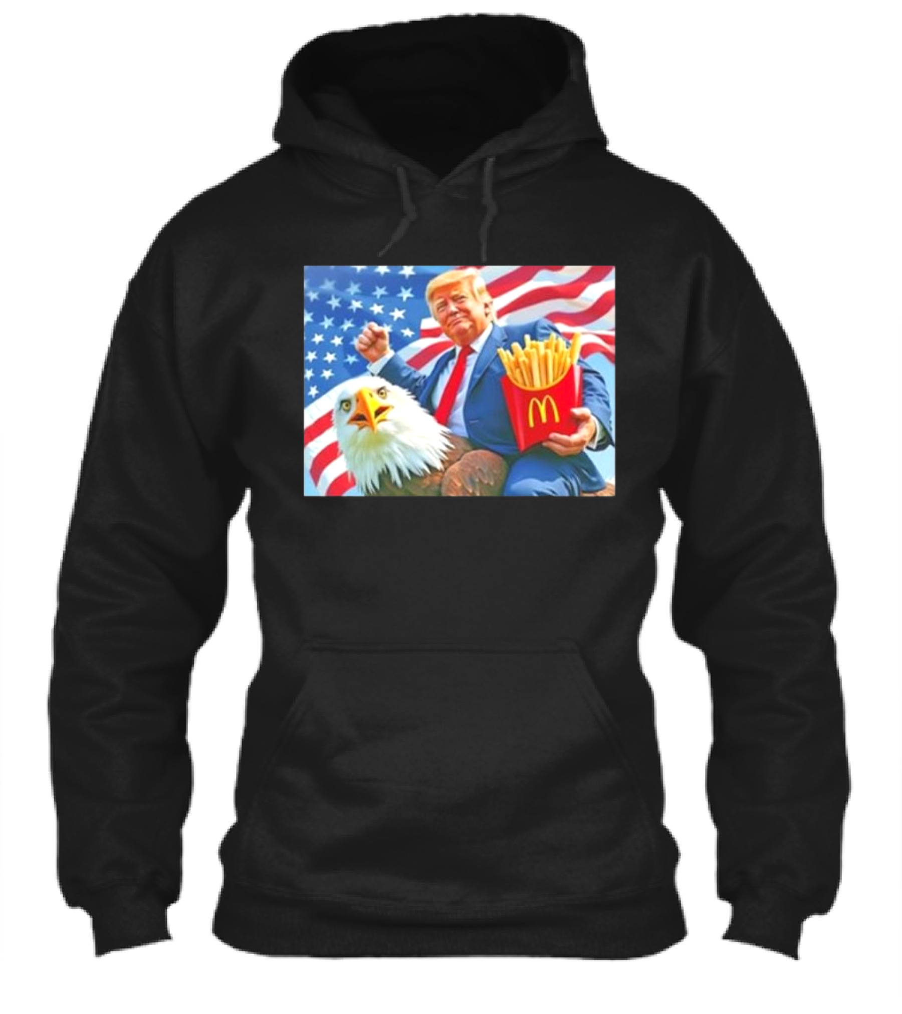 Trump Riding Eagle Holding Mcdonalds Fries American Flag Shirt