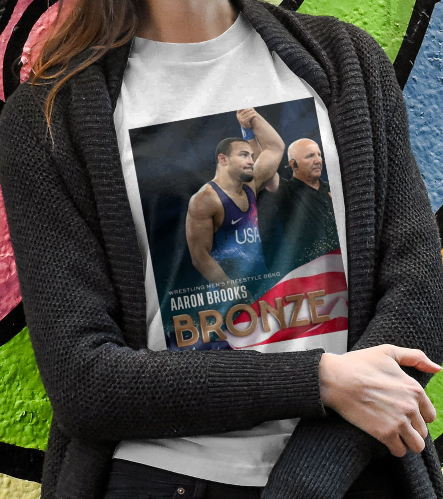 Aaron Brooks Usa Wrestling Mens Freestyle 86Kg Bronze Paris Olympic Shirt