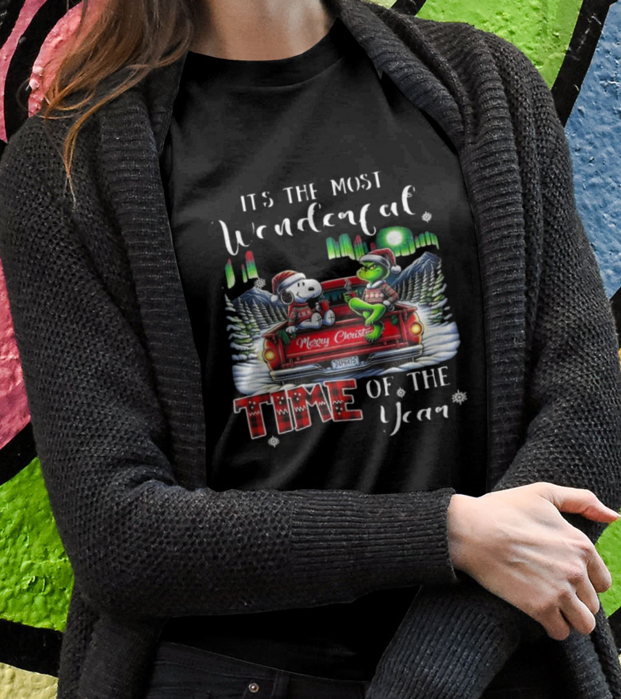 Snoopy Grinch Merry Christmas Time Of The Year Truck Scene Shirt