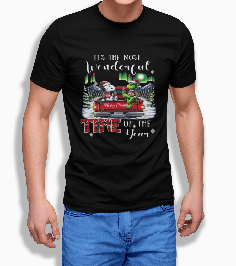 Snoopy Grinch Merry Christmas Time Of The Year Truck Scene Shirt